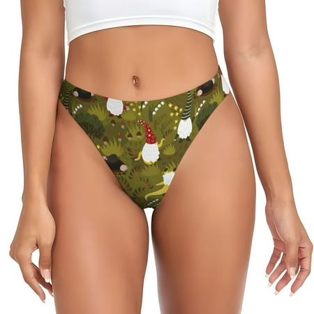 Sigee Gnomes Playing in the Garden for Women s G-String Panty  Low Rise  Soft Lace Perfect for Everyday Wear or Special Occasions-3X-Large