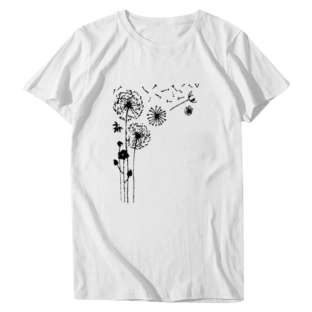 Blusa de manga corta con cuello redondo y estampado de tallas grandes para mujer OAVQHLG3B Store lin121212