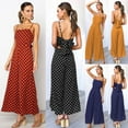 thumbnail image 2 of Summer Women Long Jumpsuit Polka Dot Printed Sling Hollow Back Bow Romper Slim Top Wide Leg Long Pants, 2 of 2