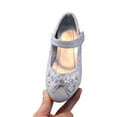 thumbnail image 3 of Odeerbi Toddler Girls Mid Heel Leather Shoes Princess Shoes High Heels Leather Piano Performance Crystal Dress 2025 Fashion Model Walk Show Shoes Silver 4 Years, 3 of 5