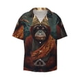 thumbnail image 3 of Balery Banana Leaf Meditating Gorilla Men's Casual Button Down Shirt Short Sleeve Textured Summer Cuban Beach Shirts-X-Large, 3 of 7