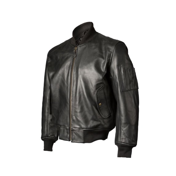 Jacket, MA-1, John Ownbey, Leather, Black, Size L