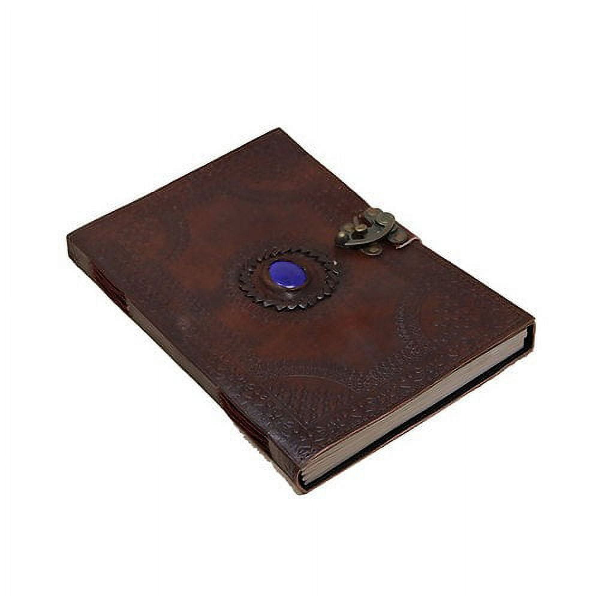 Jaald Leather Journal with Blue Stone Refillable Blank Notebook Diary Sketchbook Travel Journal Daily Planner Writing Pad Gift for Writers