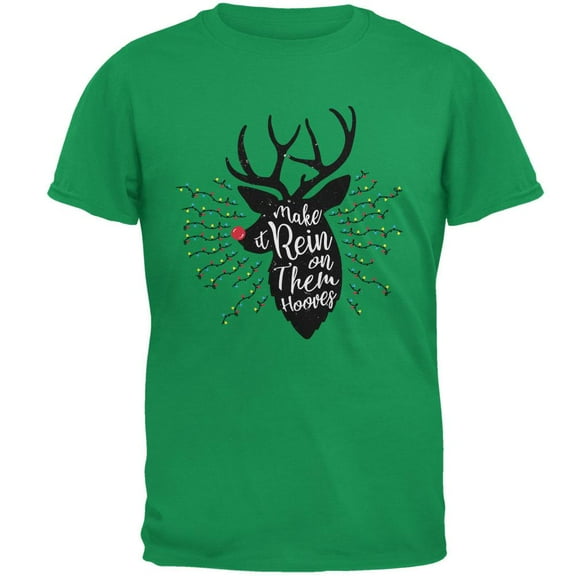 Christmas Make it Rein Rain Reindeer Pun Mens T Shirt Irish Green 2XL