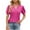 Hot Pink, variant on Qiaocaity Summer Shirts for Women Solid Lace V Neck Bubble Short Sleeve Solid T Shirt Top Black L