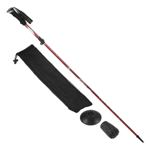 Uxcell Poteaux de Randonnée, Poteau de Randonnée Pliable 51 Pouces en Alliage d'Aluminium, Rouge
