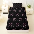 thumbnail image 3 of Erosebridal Cute Bow Knot Twin Sheet Sets For Girl Kids,Ribbon Bowtie Pink Bows Bedding 3pcs, 3 of 6