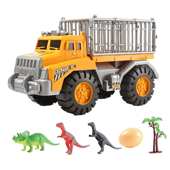 Dinosaur Toy Trucks Carrier for Kids Dinosaur Toys Set Dinosaur Car Transporter Toy with Cars Pretend Gifts - Yellow 3 Pieces