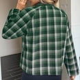 thumbnail image 5 of Womens Plaid Lapel Cropped Jackets Barn Lightweight Flannel Zip Up Utility Coat Casual Short Jacket with Pockets, 5 of 6