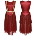 thumbnail image 5 of Haitryli Women's Layered Chiffon Praise Dance Dress Tunic Overlay Worship Liturgical Choir Dancewear Burgundy XL, 5 of 6