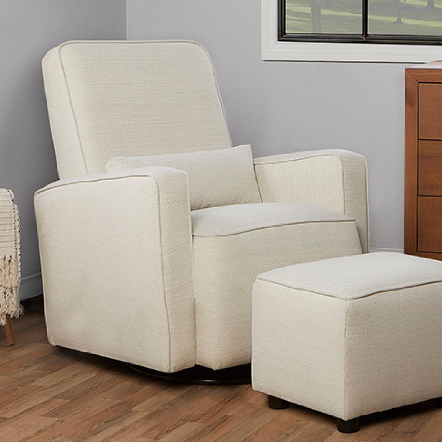 Dream On Me Holland Upholstered Swivel Glider | Rocker I Included Ottoman I Modern Design