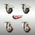 thumbnail image 2 of 3.5 Inch 316SS Maroon Polyurethane Wheel Swivel Plate Caster Set 2 Lock Brakes, 2 of 2
