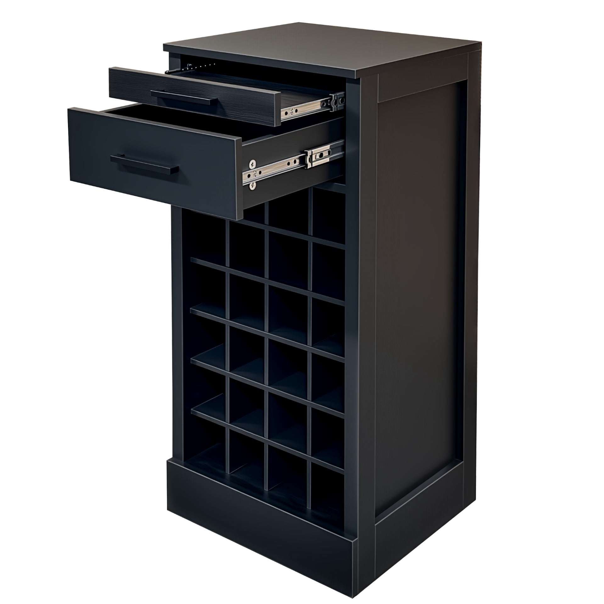 Wine Bar Cabinet 24 Bottle Storage Rack, Freestanding Buffet Cabinet Modular Wine Storage Organizer for Kitchen Dining Room, Black