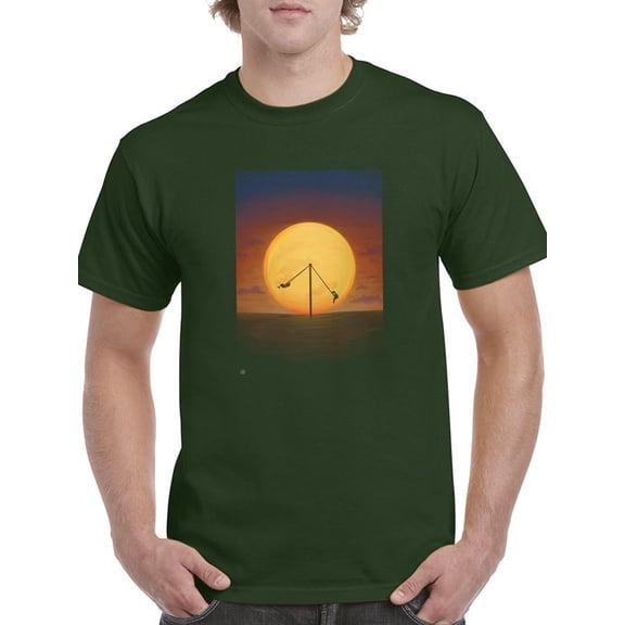 Swing By The Moon T-Shirt Men -Ali Rastroo Designs, Male 5X-Large