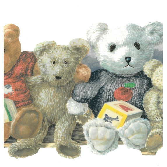 Dundee Deco Wallpaper Border - Kids Brown Beige Green Teddy Bears Alphabet Scalloped, 15 ft x 9.5 in