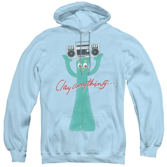 Gumby Clay Anything Adult Pullover Hoodie Sweatshirt Light Blue