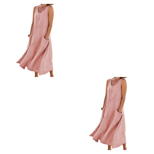 Vestido de verano Minnieouse sin mangas Boho color liso para mujer