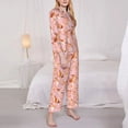 thumbnail image 3 of Yiaed Pink Cockatoo Birds Print Pajamas Women's Long Sleeve Sleepwear Soft Button Down Loungewear Pjs Lounge Set Nightwear Womens Pajama Pants-Medium, 3 of 7