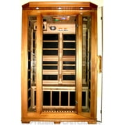2 Person Sauna Red Cedar Wood Carbon FIR FAR Infrared Wall Heaters Plus Ceramic Floor Heater, CD Player iPod/MP3 Aux Jack Input, Ionizer w/ Ozone Generator, Chromatherapy color LED lights