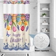 thumbnail image 2 of No Hook Shower Curtain, Easter Shower Curtains for Bathroom with See Through Top Window, Tulip Flowers Spring Easter Egg Bunny Butterfly Beige Waterproof Bath Curtain Stand Up Stall 36"x72", 2 of 9