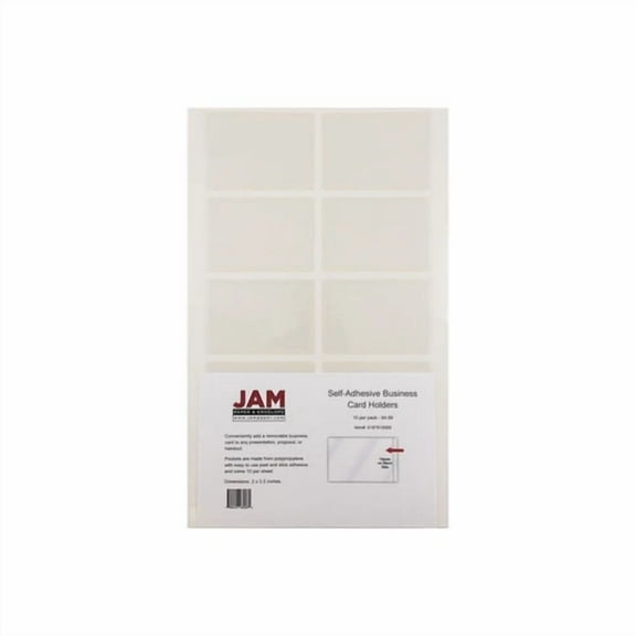 Jam Paper Self-Adhesive Business Card Holders 2X3 1/2 Clear 6187815065