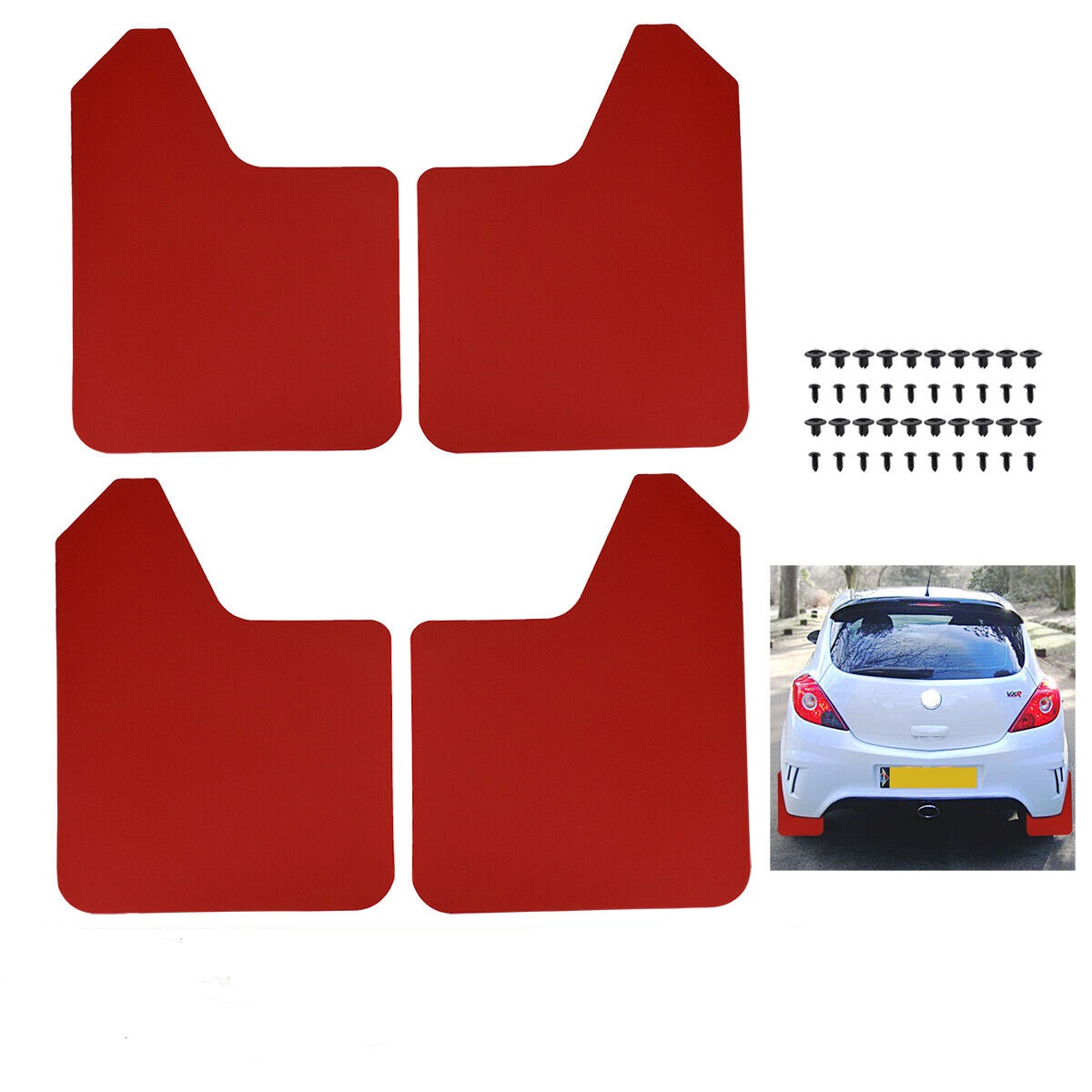 4pcs Red Universal Splash Guards For Car Pickup SUV Mudflaps Mud Flaps