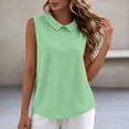 thumbnail image 2 of VBVC Women's Peter Pan Collar Sleeveless Blouse, Ladies' Waffle Woven Tank Top, Elegant Solid Color Work Shirt For Women,Green,S-2XL, 2 of 8