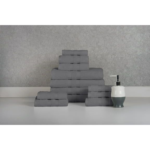 Bibb Home 12 Piece Egyptian Cotton Towel Set