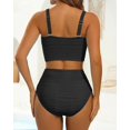 thumbnail image 5 of High Waisted Bandeau Bikini Set - Women Strapless Two Piece Swimsuits Ribbed Longline Full Coverage Bathing Suits Swimwear, 5 of 9