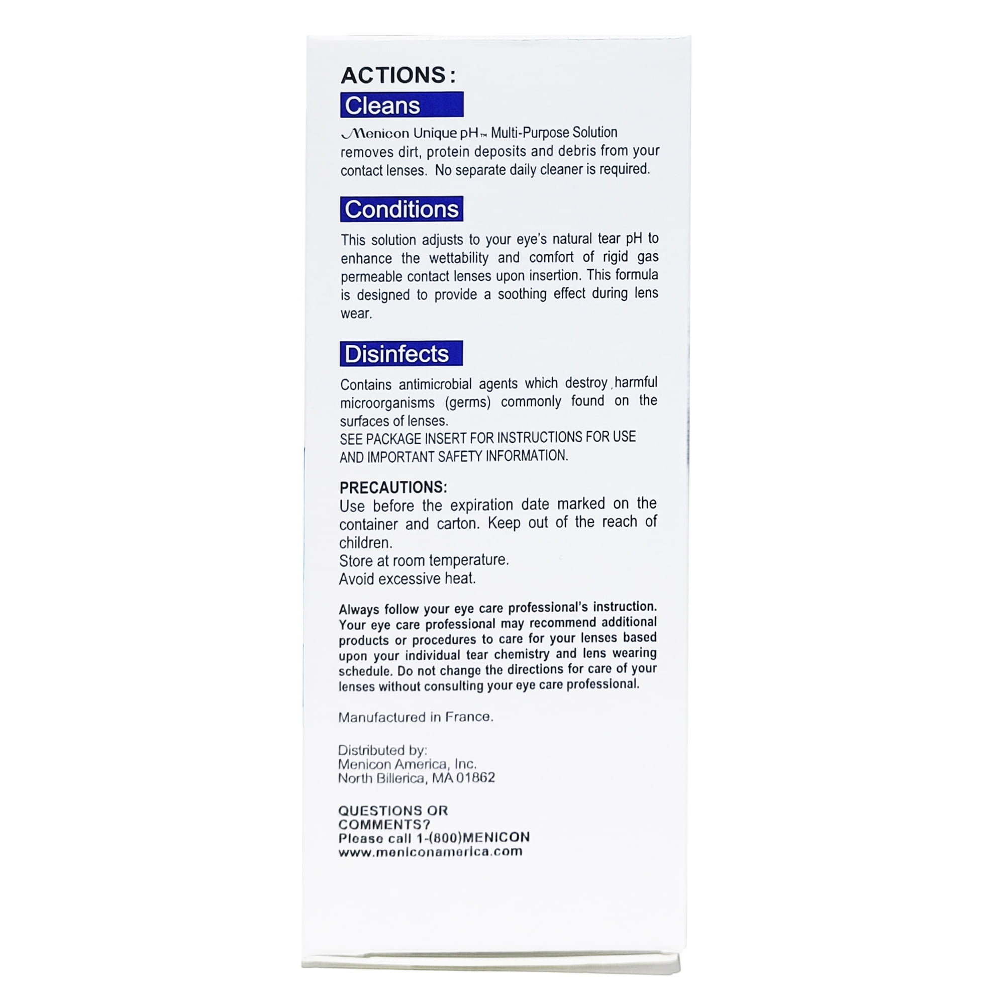 Menicon America Unique pH Multipurpose Solution for Gas Permeable Contact Lenses, 2.5 fl oz