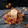thumbnail image 6 of Hvmvliv Fall Candle Rings (9in) Thanksgiving Candle Wreath Decoration Simulation Pumpkin Maple Leaf Candle Rings Table Wreath Orange, 6 of 6