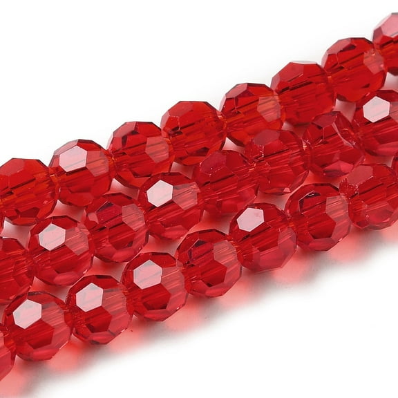 Transparent Glass Beads Faceted(32 Facets) Round FireBrick 6mm Hole: 1mm about 98pcs/strand 20.47 inch(52cm) Glass