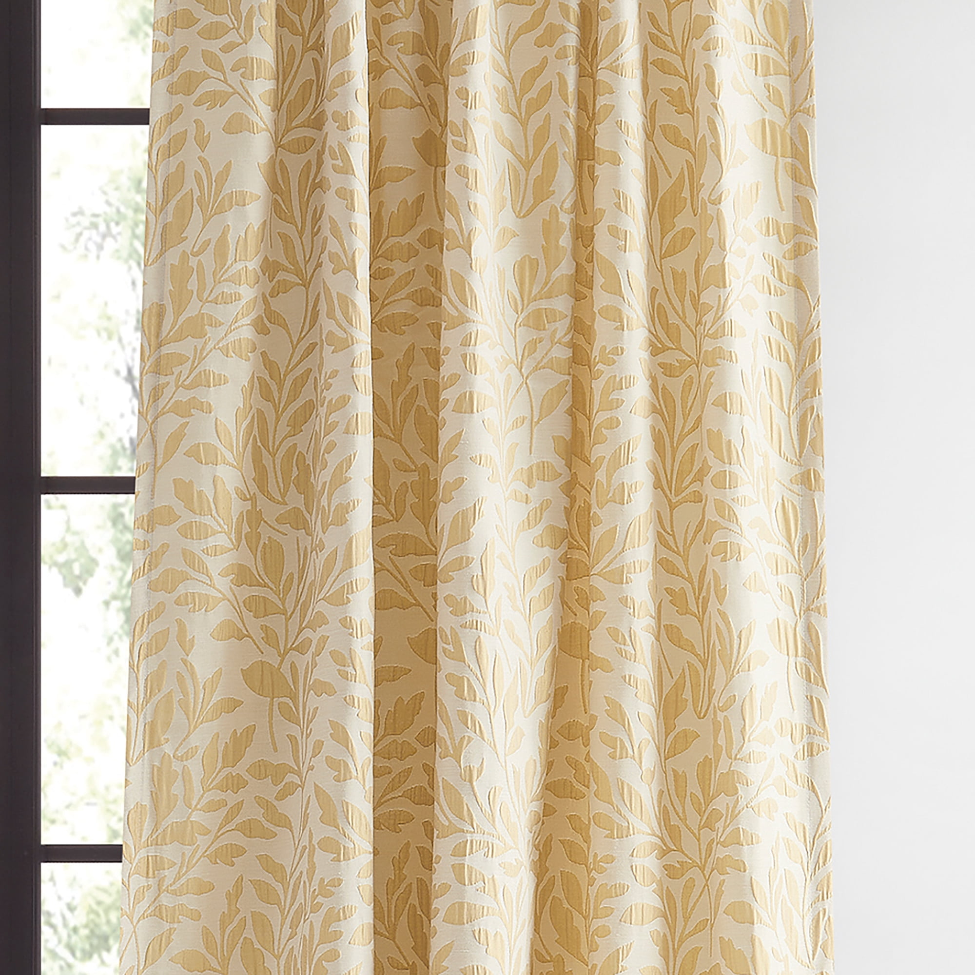 Martha Stewart Vineyard Curtain Panel Pair, Gold, Back Tab, Light Filtering, Indoor, Adult, 2 Piece Set, 50" x 84"