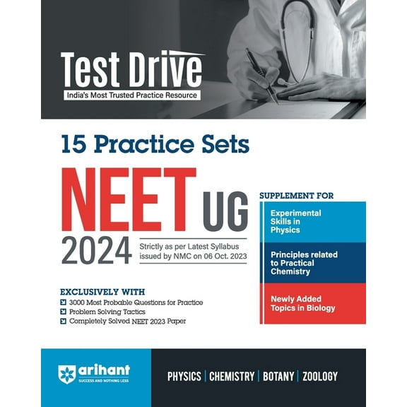 Arihant Test Drive 15 Practice Sets For NEET UG 2024, (Paperback)