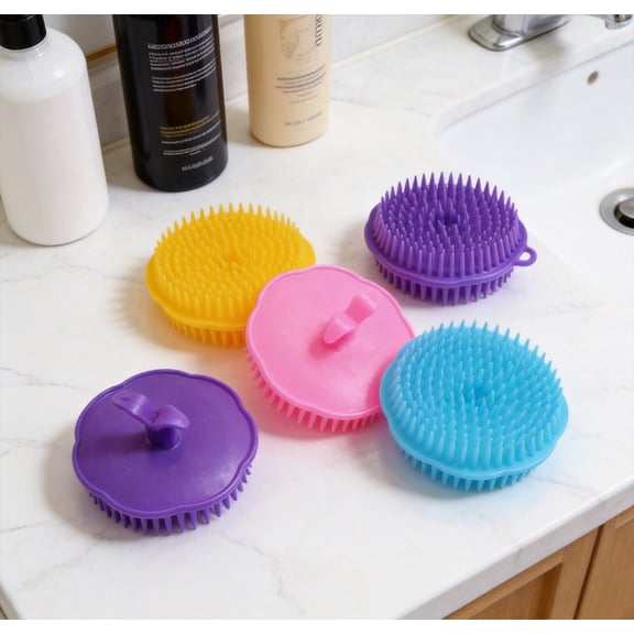 Miyuadkai Hair Scalp Exfoliator Brush Dandruff Cleaning Brush, Flexible Scalp Massager Brush, Shower Scalp Shampoo Brush for Home, Office, Travel and Pets, 1 Pcs Hair Brush, Color Random, 3.15 Inches