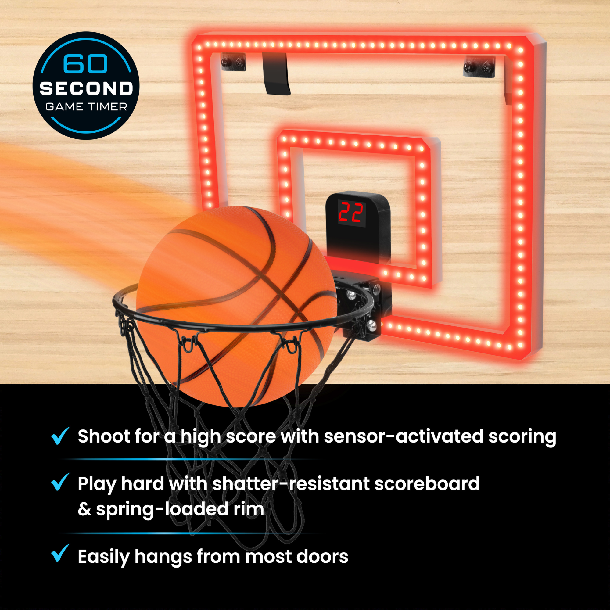MinnARK Over-the-Door LED Basketball Hoop Game photo 4