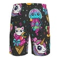 thumbnail image 6 of Kll Rainbow Unicorn And Cat Icecream Men'S Casual Summer Beach Shorts Hawaiian Shorts With Pockets-Small, 6 of 9