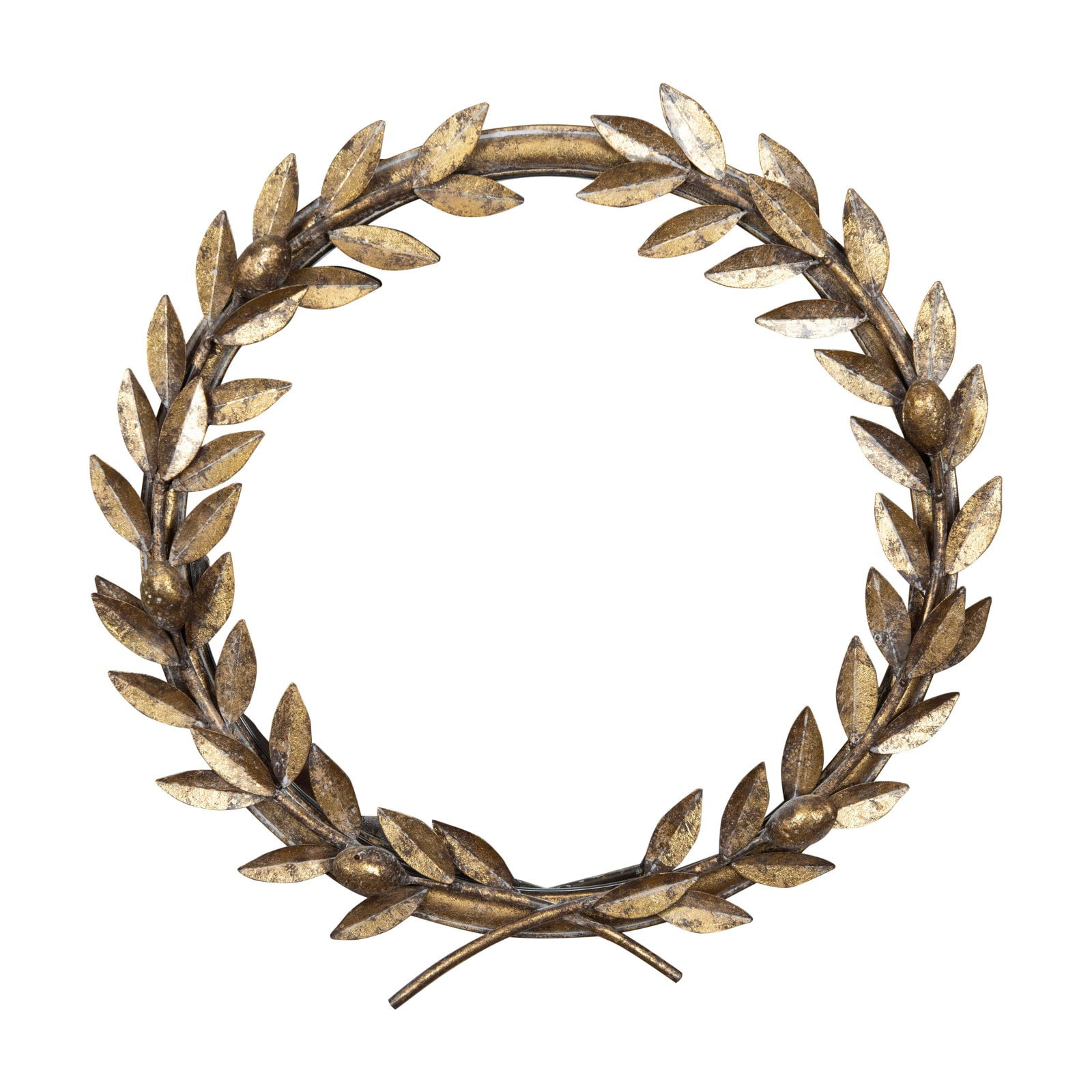 3R Studios Antique Gold Laurel Wreath Wall Mirror 17.75W x 18.5H in