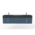 thumbnail image 2 of Castello USA Amazon 72" Blue Wood Floating Vanity with Black Top and Chrome Trim, 2 of 8