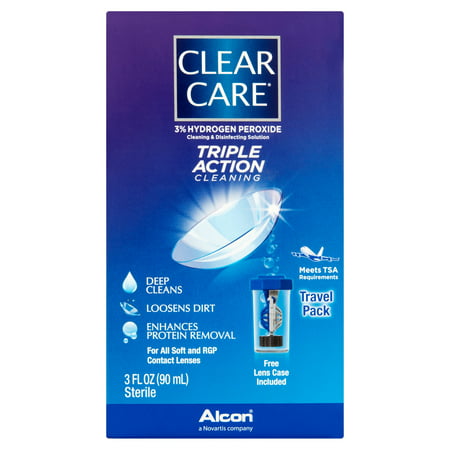 Alcon Clear Care Triple Action Cleaning & Disinfecting Solution Travel Pack, 3 fl (Best Cleaning Solution For Acuvue Oasys)