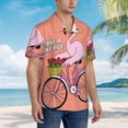 thumbnail image 3 of Pofeuu Flamingo Riding a Bicycle Print Hawaiian Shirt for Men Sleeves Casual Button Down Summer Beach Dress Shirts T-Shirts,Small, 3 of 7