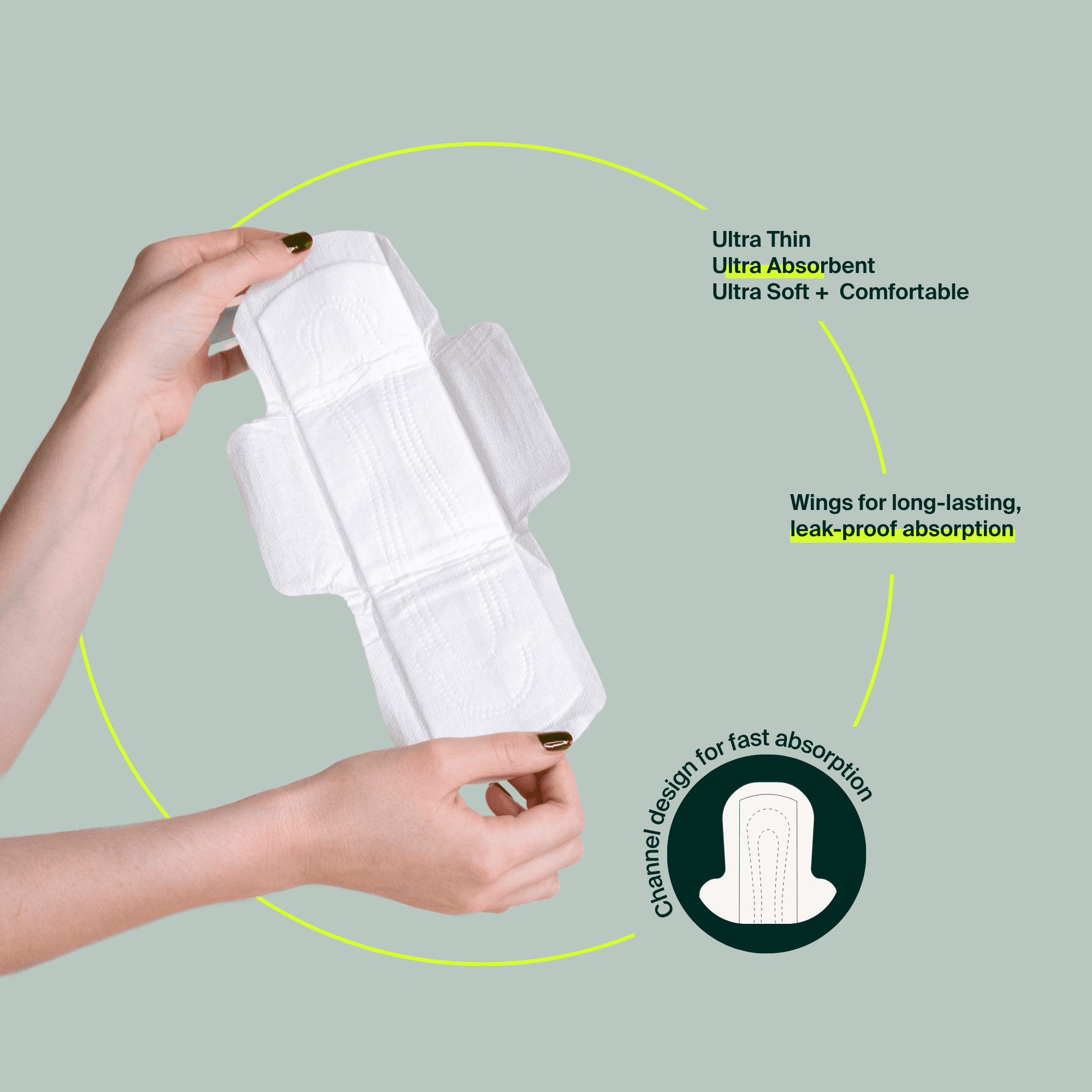 Iris + Arlo Organic Pads with Wings, Super, 100% Cotton, Chemical-Free, Non-toxic, No plastic (14 Count)