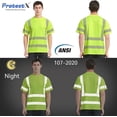 thumbnail image 2 of ProtectX 2 Pack High Visibility Short Sleeve Safety Reflective T Shirts, Construction Work Shirt for Men, ASIN Class 3 Type R, Lime Green - X-Large, 2 of 9