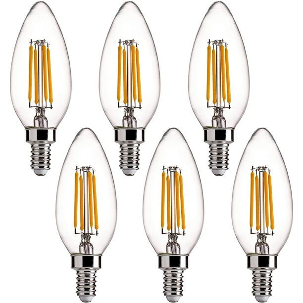 B11 E12 Base 60W Equivalent LED Chandelier Light FLSNT Dimmable Clear LED Filament Candle Bulbs, 4.5W, 2700K Soft White - 6 Pack - Walmart.com