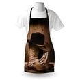 thumbnail image 4 of Western Apron, Wild West Themed Cowboy Hat and Old Ranching on Wooden Display Rodeo Cowboy Style, Unisex Kitchen Bib with Adjustable Neck for Cooking Gardening, Adult Size, Brown, by Ambesonne, 4 of 4