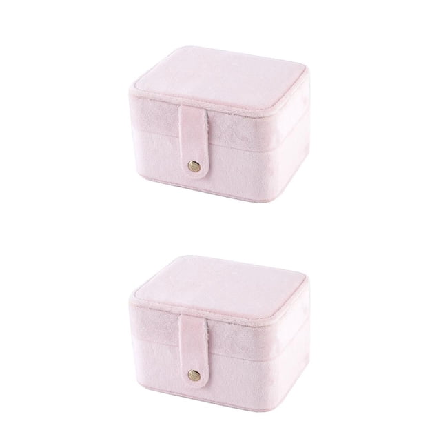 Qarigey Joyero femenino multifunción pendiente collar botón organizador caja regalo de boda embalaje exhibidor decoraciones Cuero Rosa 2piezas