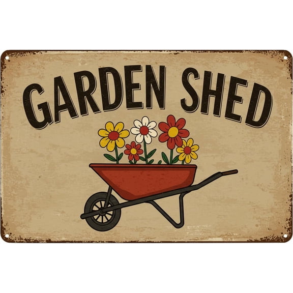 Garden Shed Tin Sign Vintage Metal Poster Wall Art Decor Plaque for Home Yard Outdoor Patio Garage 12x8 In