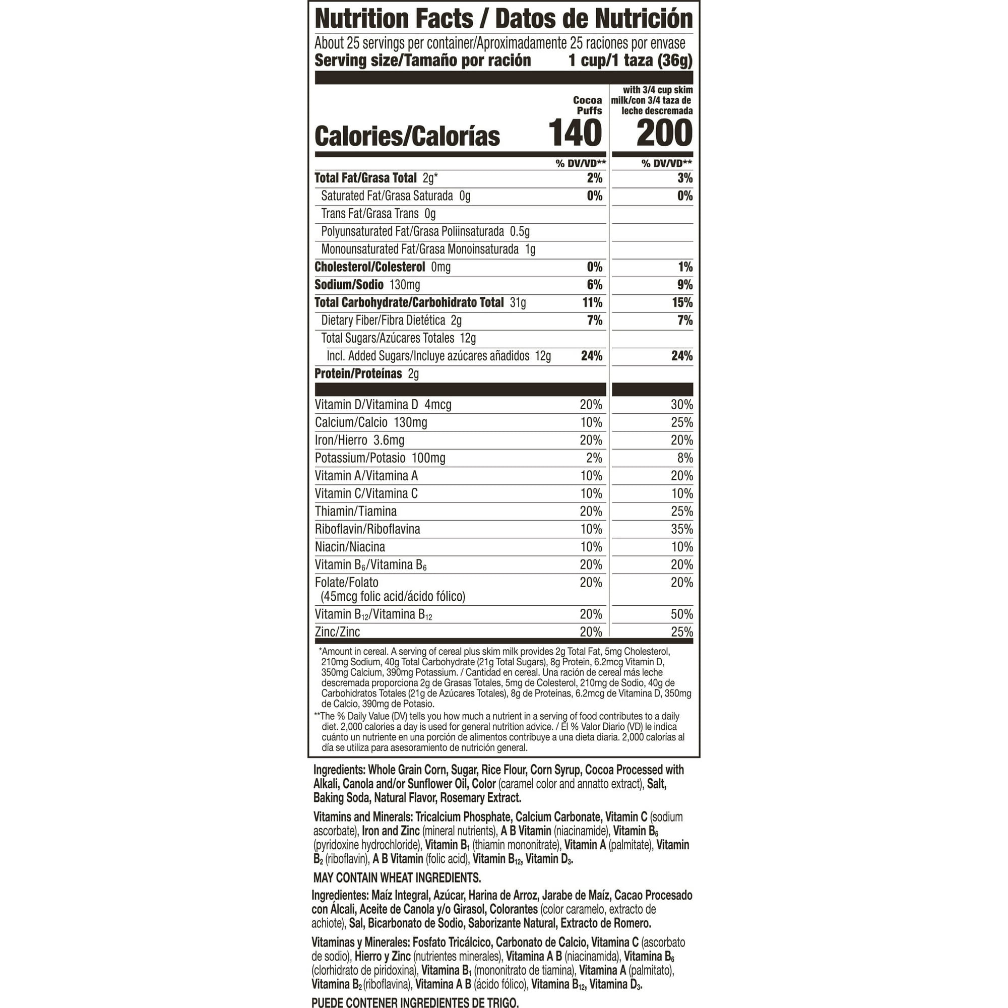 Cocoa Puffs, Chocolatey Breakfast Cereal, 32 oz Resealable Bag(pack of 4)