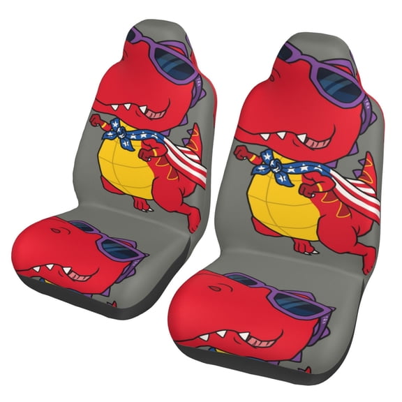 Fuzoiu Dinosaur Super Hero Cartoon Print Seat Covers Set, Car Seat Covers Front Seats, Car Seat Protector, Car Seat Cushion, Seat Covers Carseat Cover Universal Fit for Most Cars