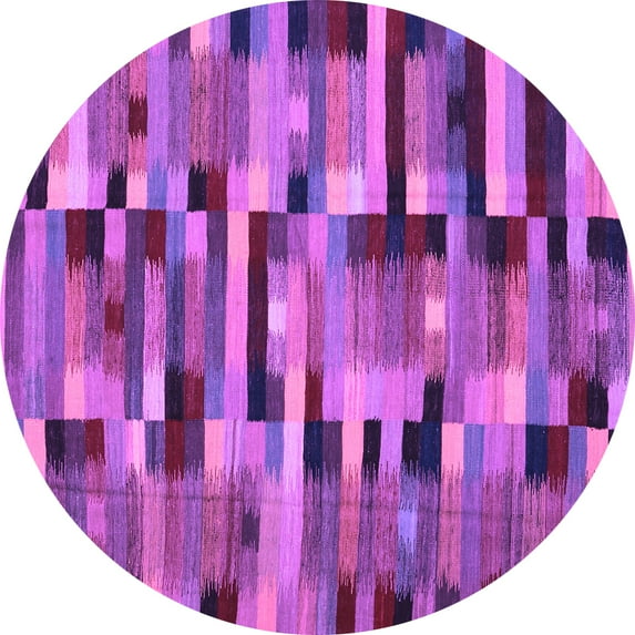 Ahgly Company Indoor Round Abstract Purple Contemporary Area Rugs, 5' Round
